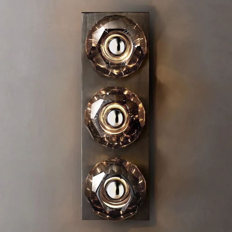 Balle Smoke Crystal Linear Short Bathroom Wall Sconce