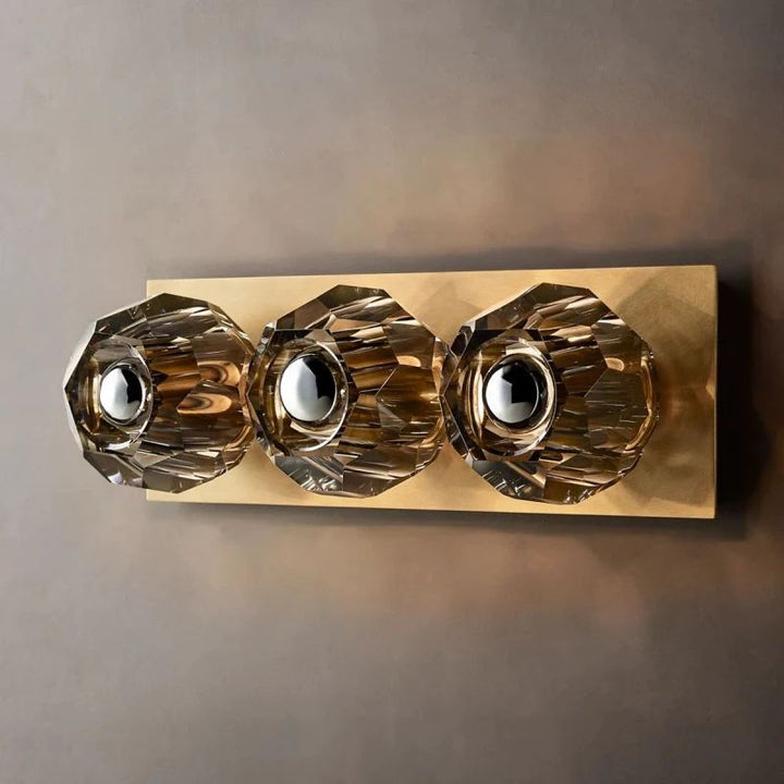 Balle Smoke Crystal Linear Short Bathroom Wall Sconce