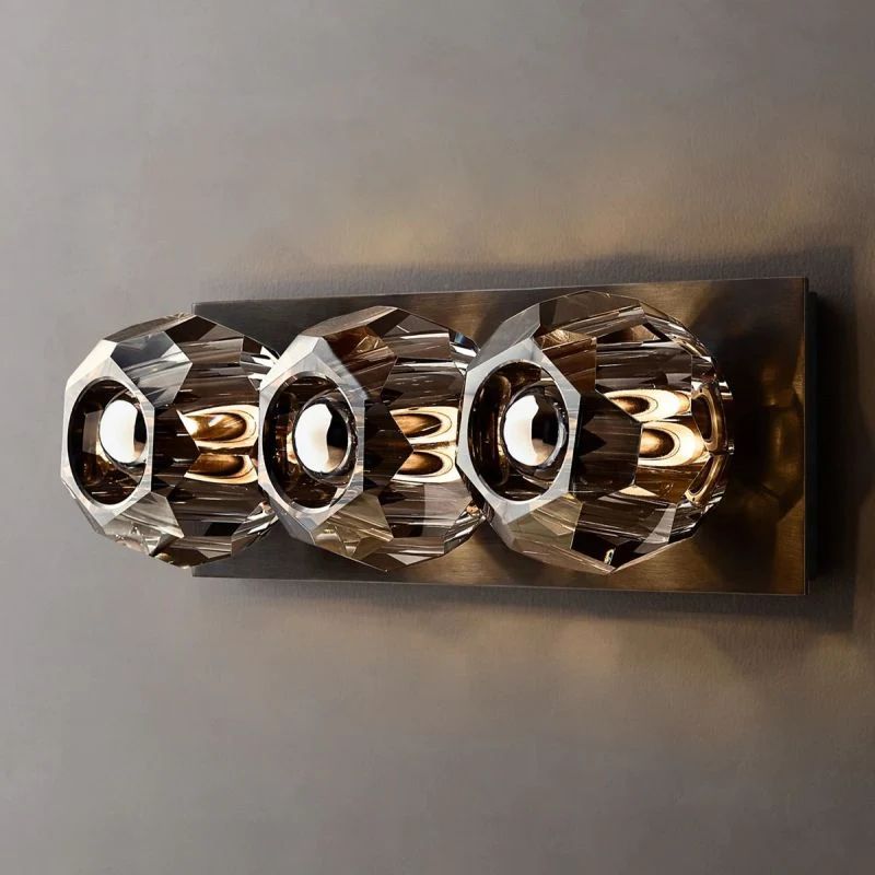 Balle Smoke Crystal Linear Short Bathroom Wall Sconce