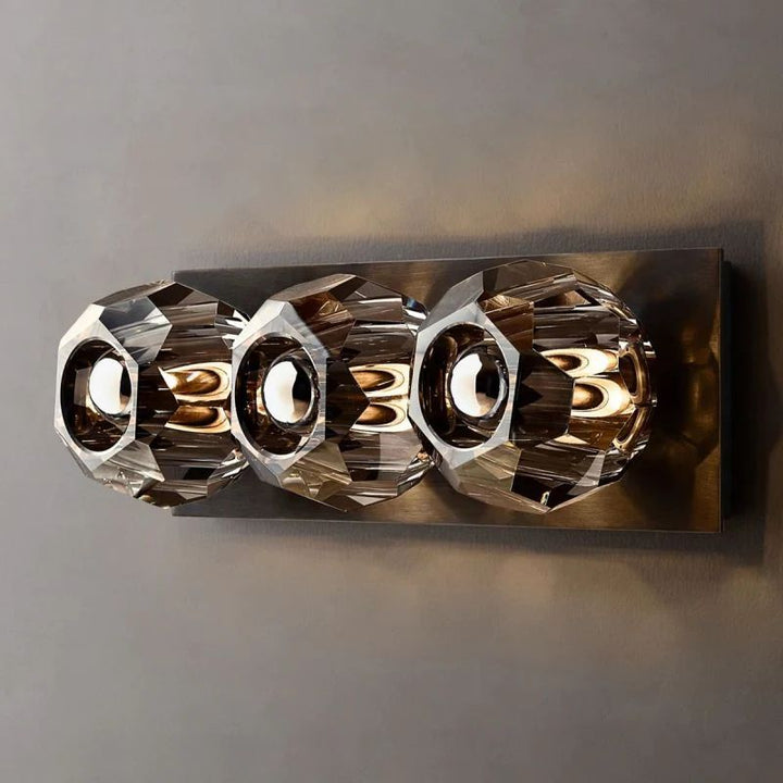 Balle Smoke Crystal Linear Short Bathroom Wall Sconce