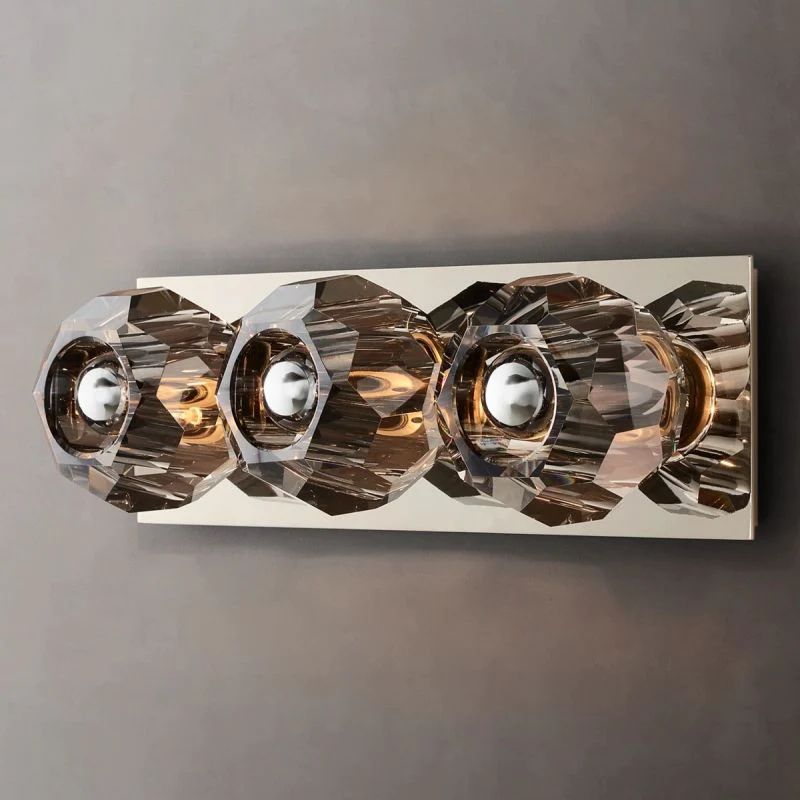 Balle Smoke Crystal Linear Short Bathroom Wall Sconce