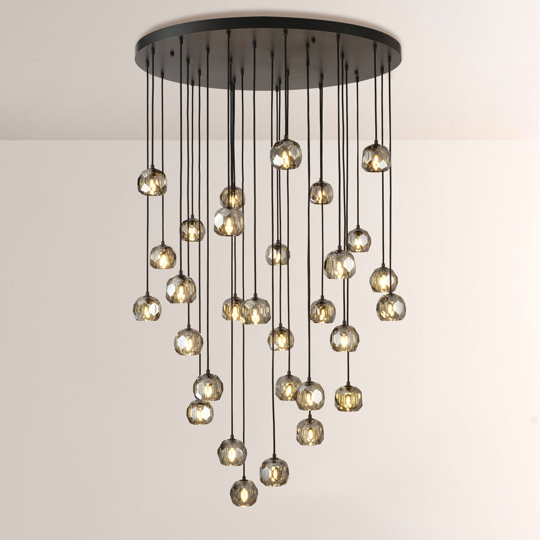 Balle Smoke Crystal Round Cluster Chandelier 40"