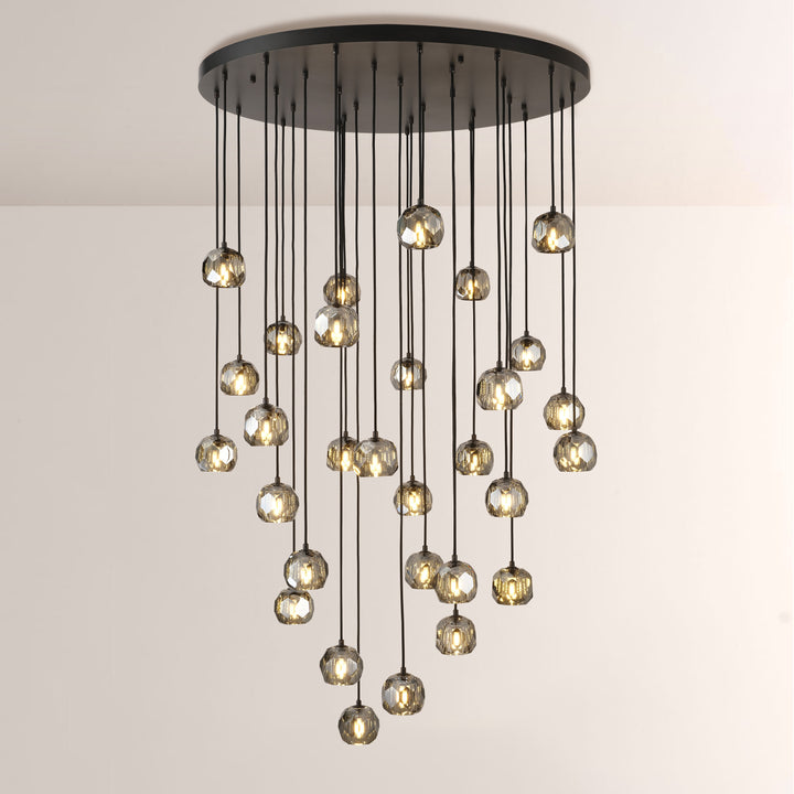 Balle Smoke Crystal Round Cluster Chandelier 40"
