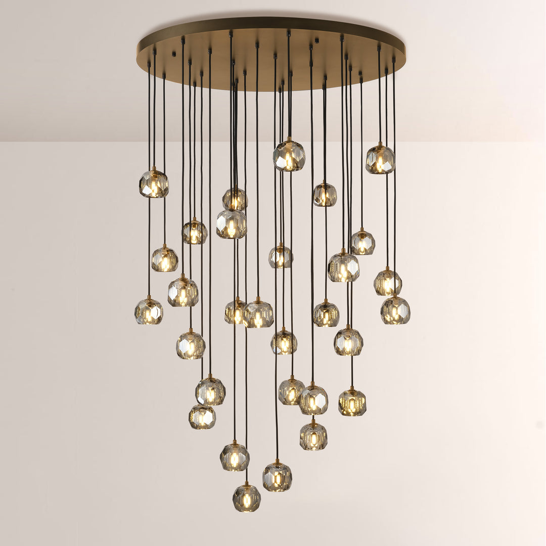 Balle Smoke Crystal Round Cluster Chandelier 40"