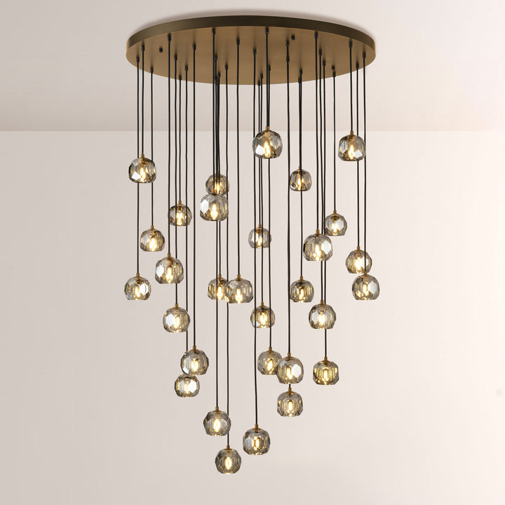 Balle Smoke Crystal Round Cluster Chandelier 40"