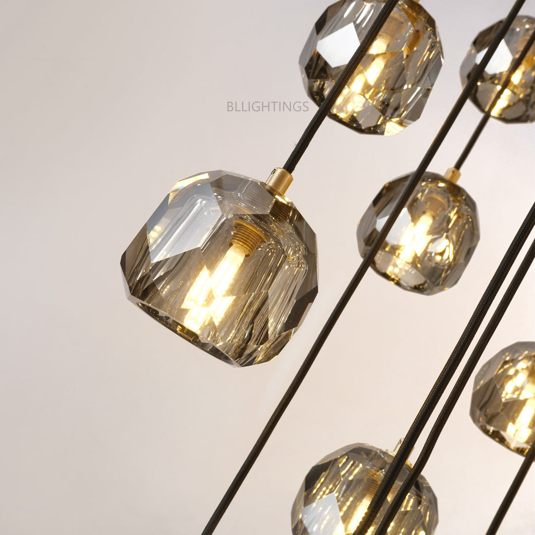 Balle Smoke Crystal Round Cluster Chandelier 40"