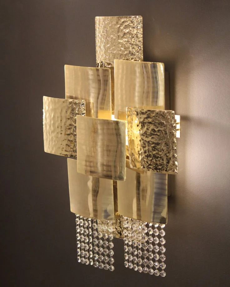 Betsy Square Brass Crystal Sconce