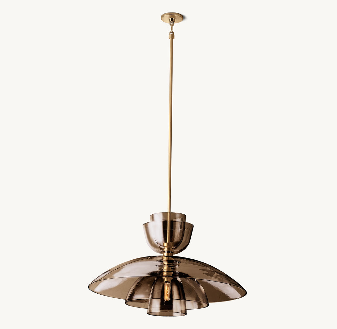 Bloomy Amber Glass Cloche Grand Pendant