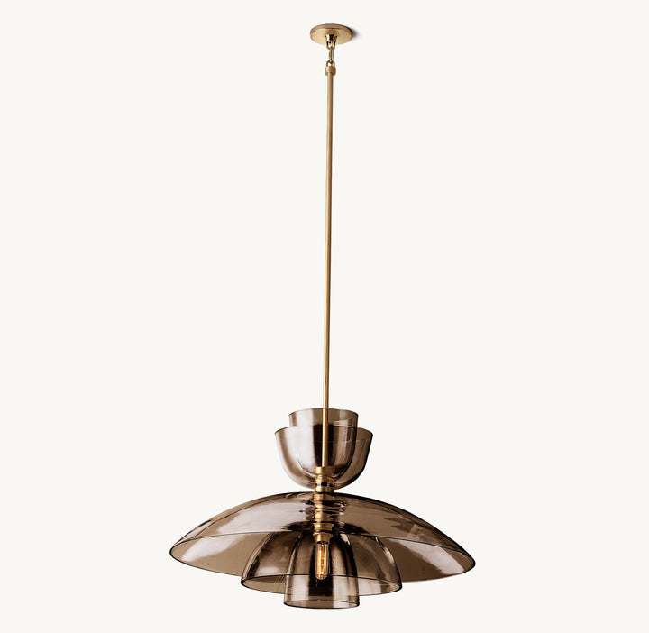 Bloomy Amber Glass Cloche Grand Pendant