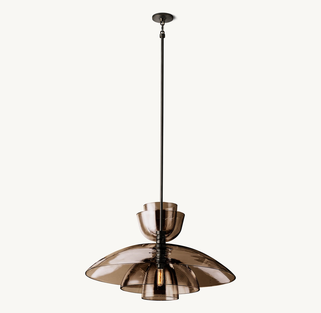 Bloomy Amber Glass Cloche Grand Pendant