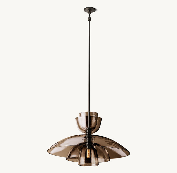 Bloomy Amber Glass Cloche Grand Pendant