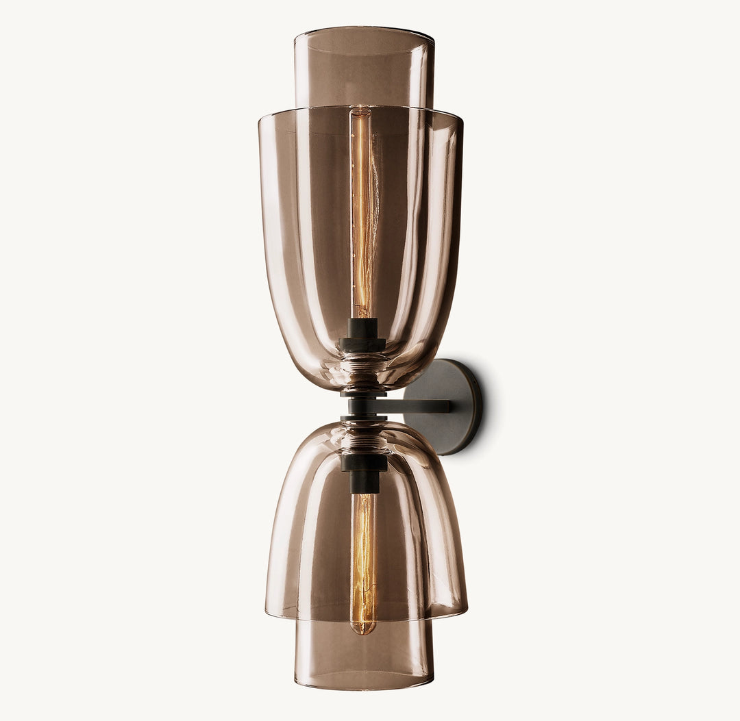Bloomy Amber Glass Cloche Grand Sconce
