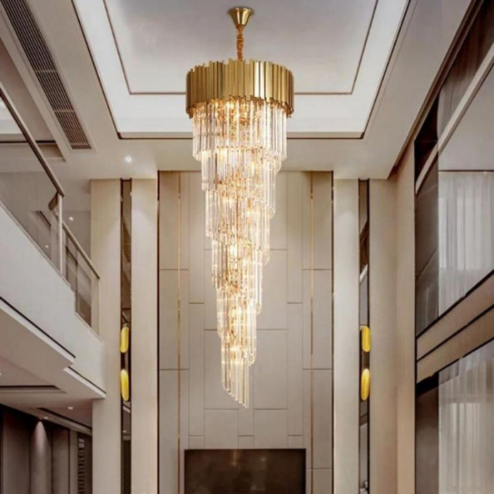 Bourbons 2-Story Crystal Round Chandelier