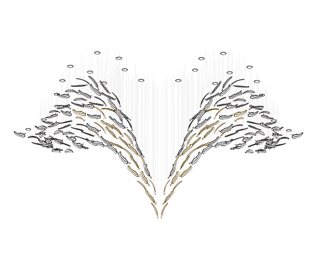 Branch Feather Handblown Glass Chandelier