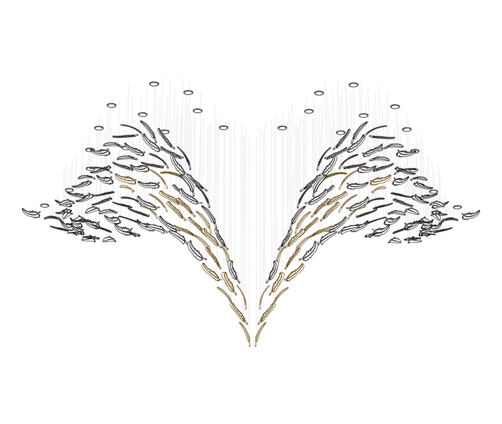 Branch Feather Handblown Glass Chandelier