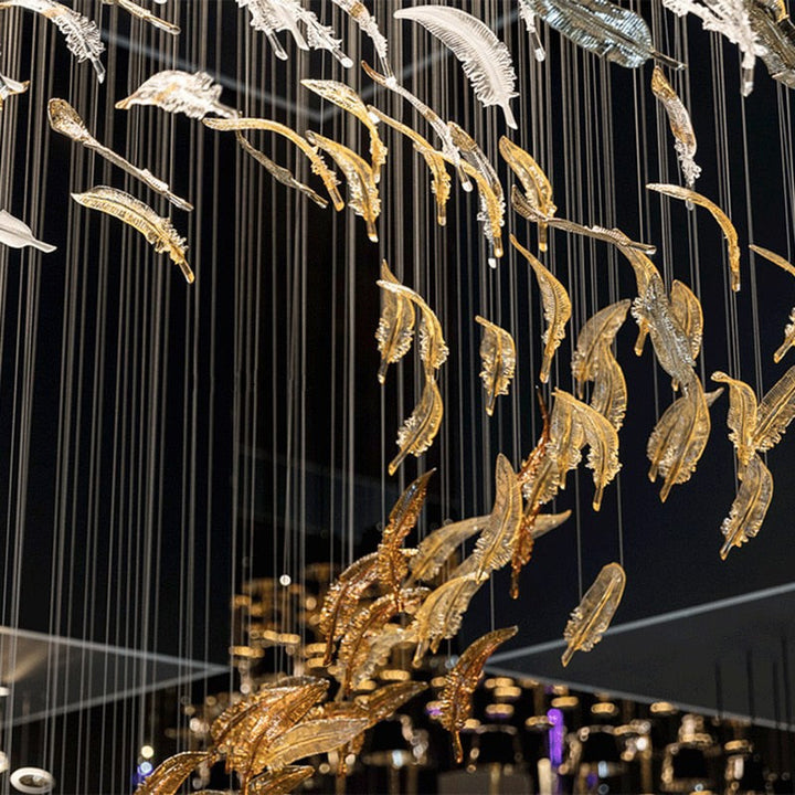 Branch Feather Handblown Glass Chandelier