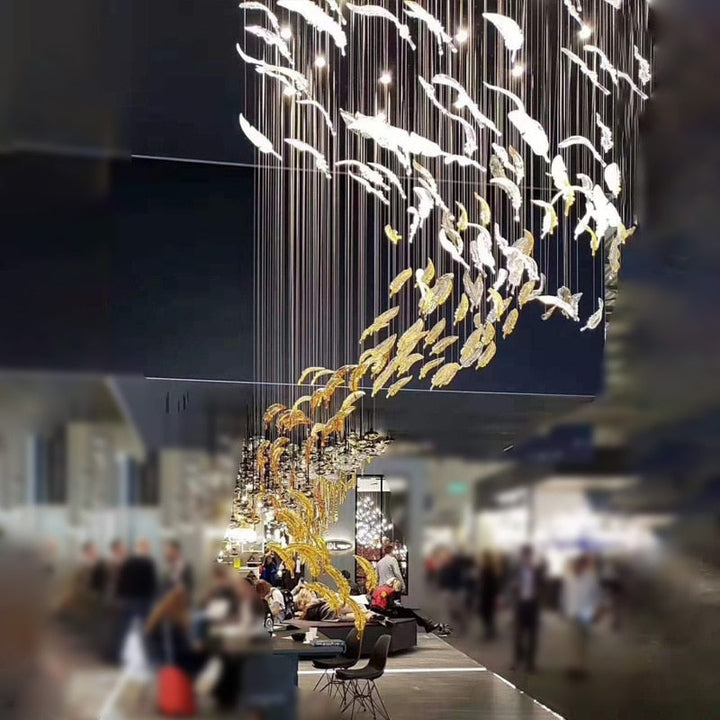 Branch Feather Handblown Glass Chandelier
