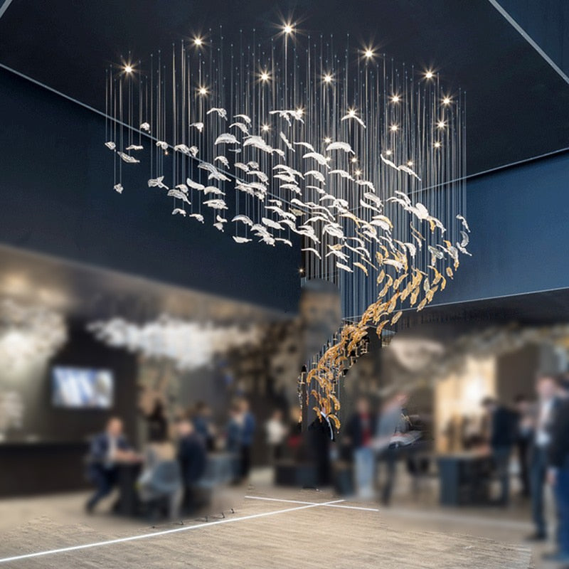 Branch Feather Handblown Glass Chandelier