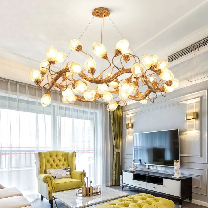 Branch Lotus Brass Chandelier