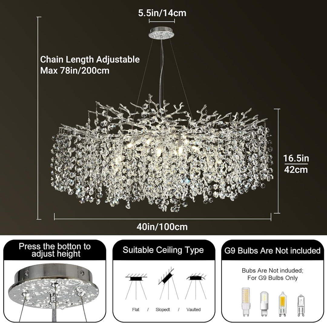 Branch Snow Tree Crystal Chandelier 30" 40" 55"