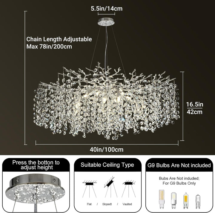 Branch Snow Tree Crystal Chandelier 30" 40" 55"
