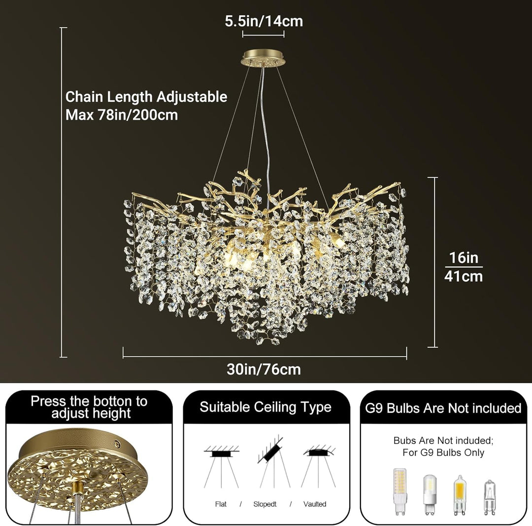 Branch Snow Tree Crystal Chandelier 30" 40" 55"