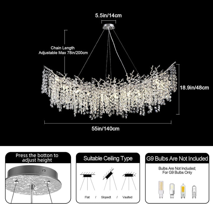 Branch Snow Tree Crystal Chandelier 30" 40" 55"