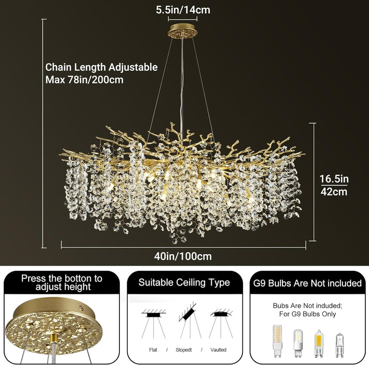 Branch Snow Tree Crystal Chandelier 30" 40" 55"