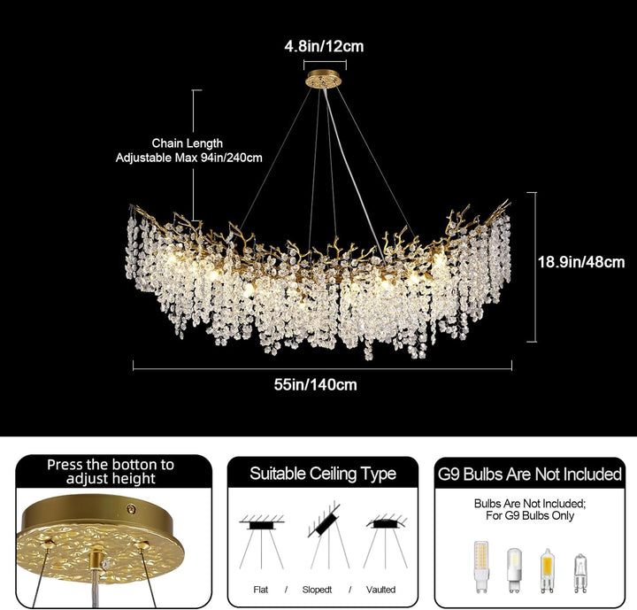 Branch Snow Tree Crystal Chandelier 30" 40" 55"