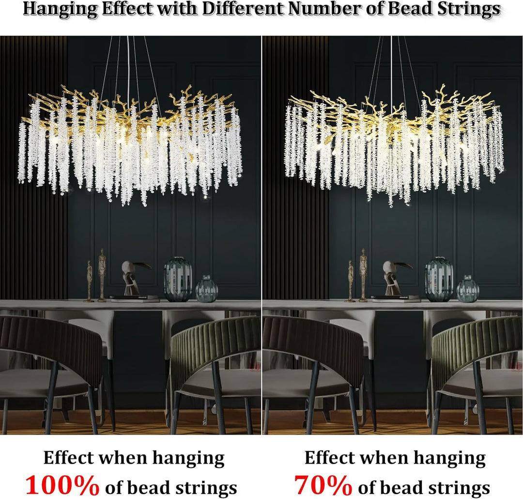 Branch Snow Tree Crystal Gold/Silver Chandelier 40"D