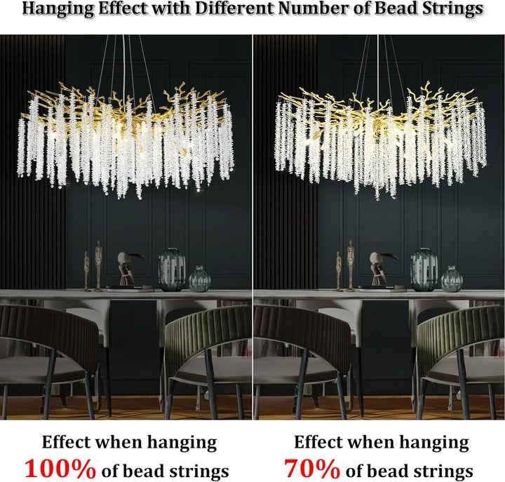 Branch Snow Tree Crystal Gold/Silver Chandelier 40"D