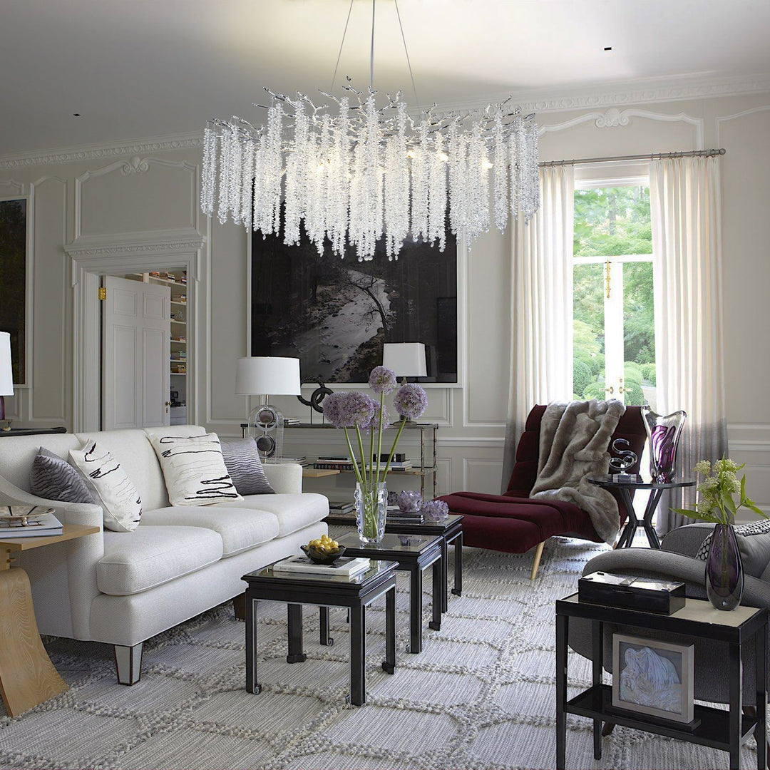 Branch Snow Tree Crystal Gold/Silver Chandelier 40"D