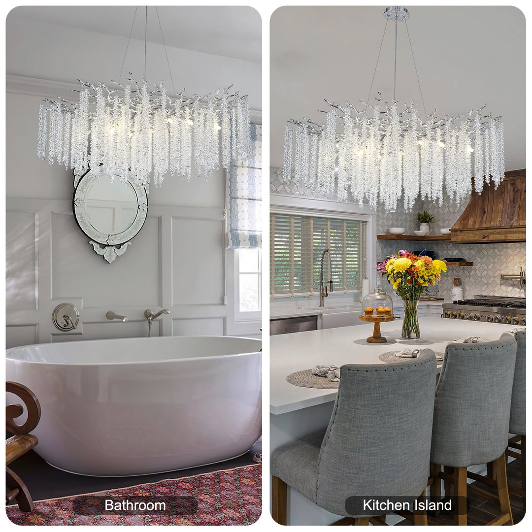 Branch Snow Tree Crystal Gold/Silver Chandelier 40"D