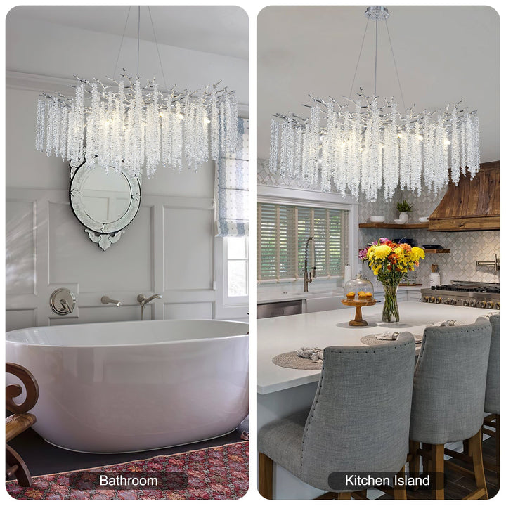 Branch Snow Tree Crystal Gold/Silver Chandelier 40"D