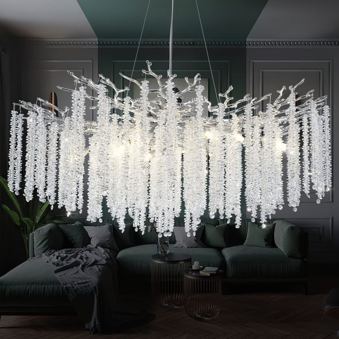 Branch Snow Tree Crystal Gold/Silver Chandelier 40"D