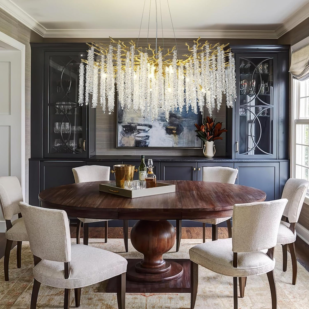 Branch Snow Tree Crystal Gold/Silver Chandelier 40"D