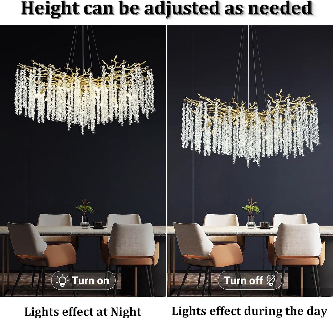 Branch Snow Tree Crystal Gold/Silver Chandelier 40"D