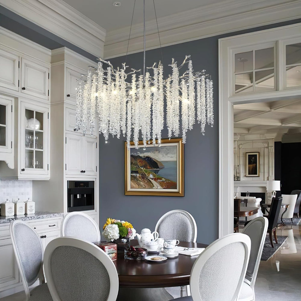 Branch Snow Tree  Silver Chandelier30"D