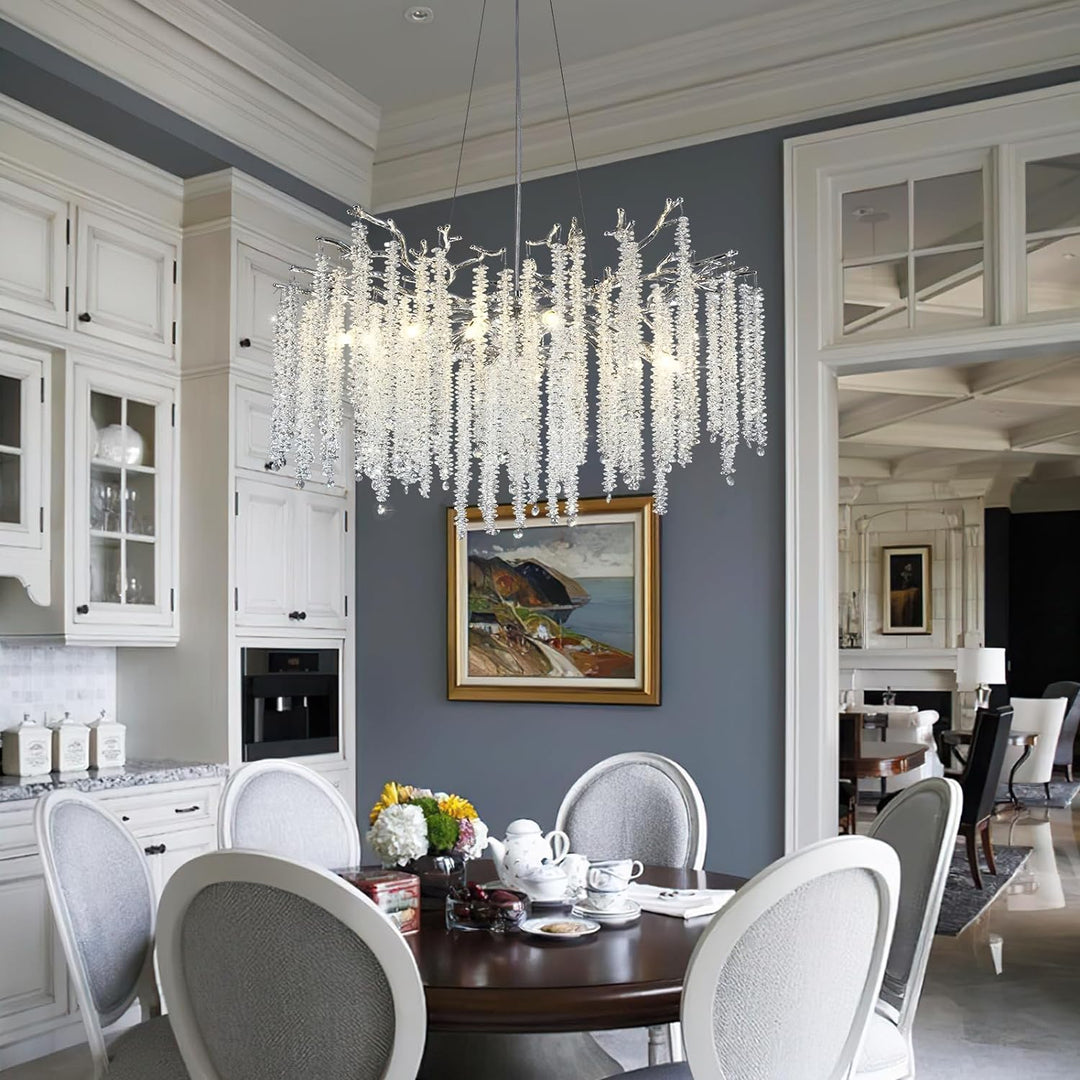 Branch Snow Tree  Silver Chandelier30"D