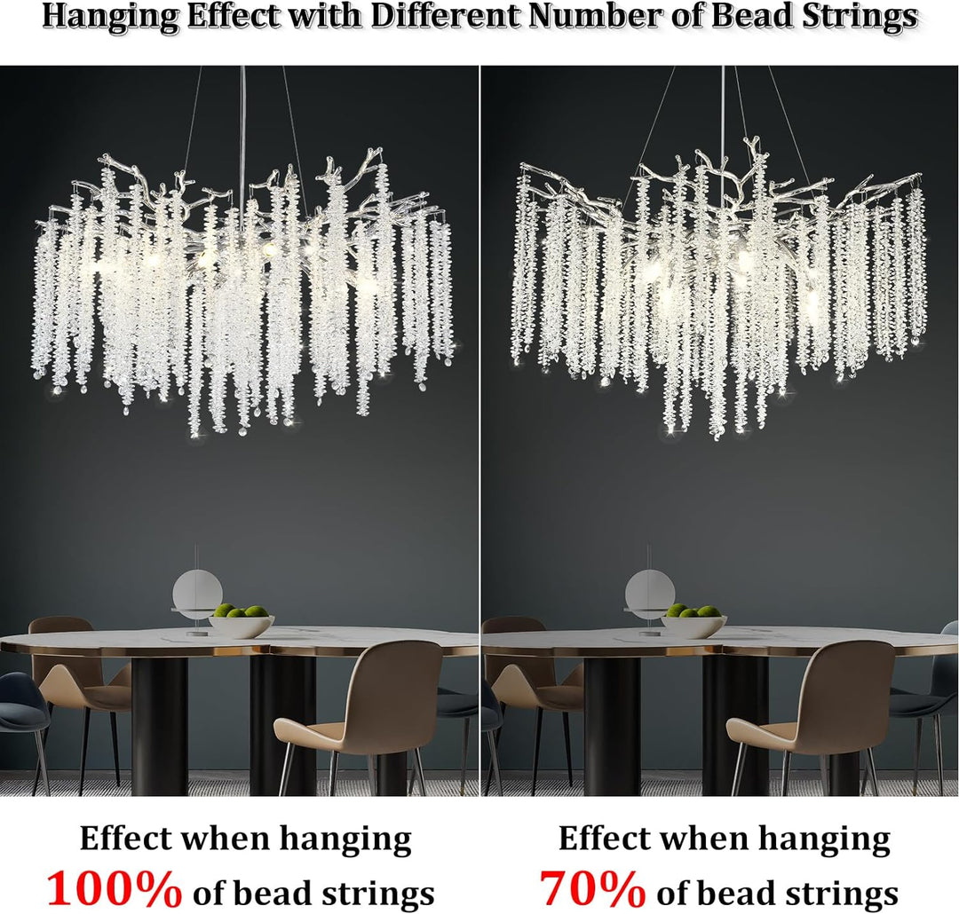 Branch Snow Tree  Silver Chandelier30"D