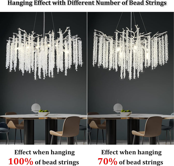Branch Snow Tree  Silver Chandelier30"D