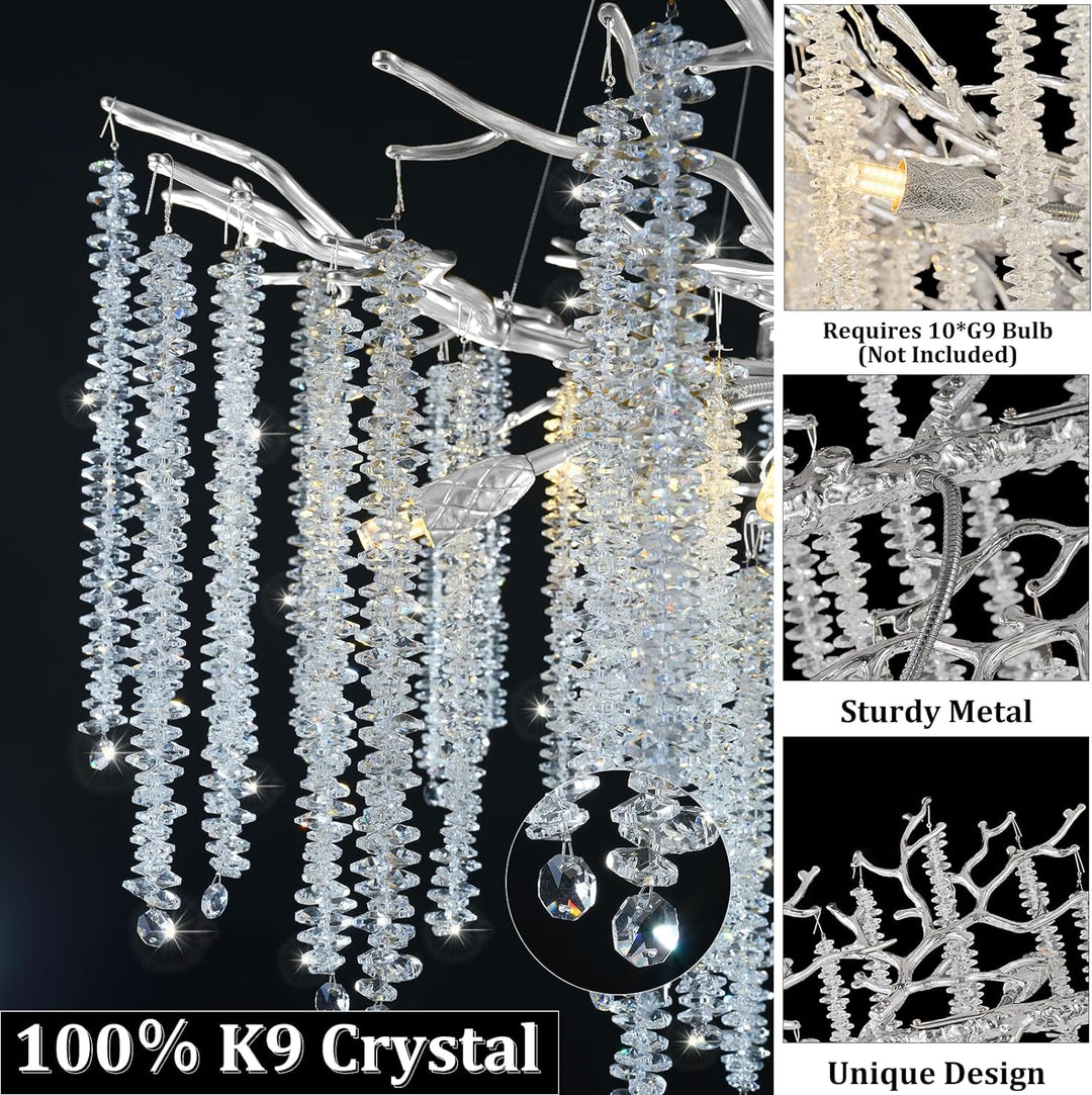 Branch Snow Tree  Silver Chandelier30"D