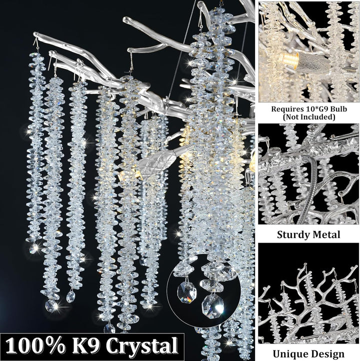 Branch Snow Tree  Silver Chandelier30"D