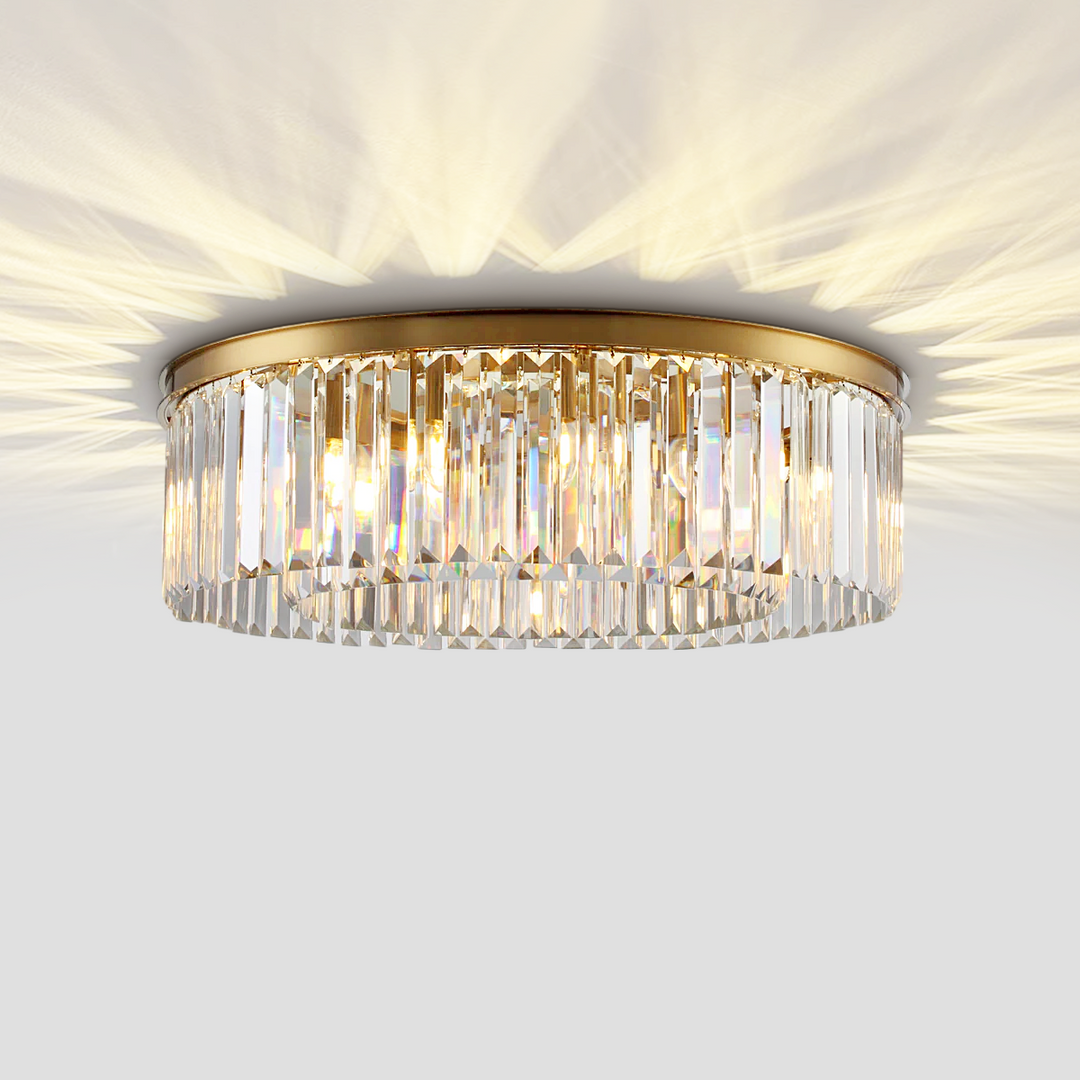 1920s Tedem 1-Tier Crystal Round Flushmount