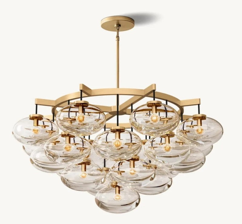 Cabrette Clear Glass Round Chandelier 48”