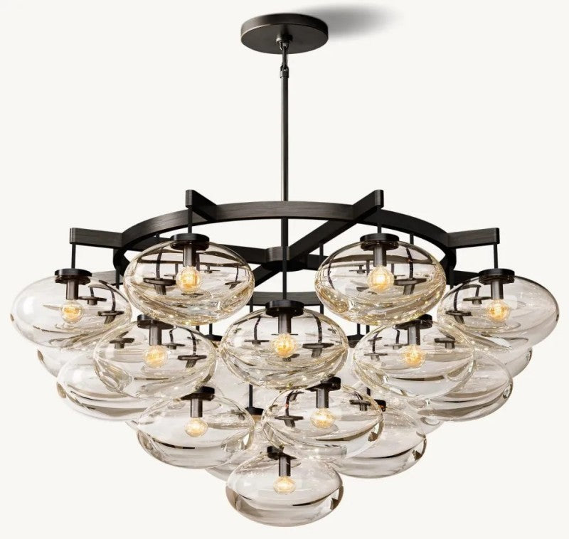 Cabrette Clear Glass Round Chandelier 48”