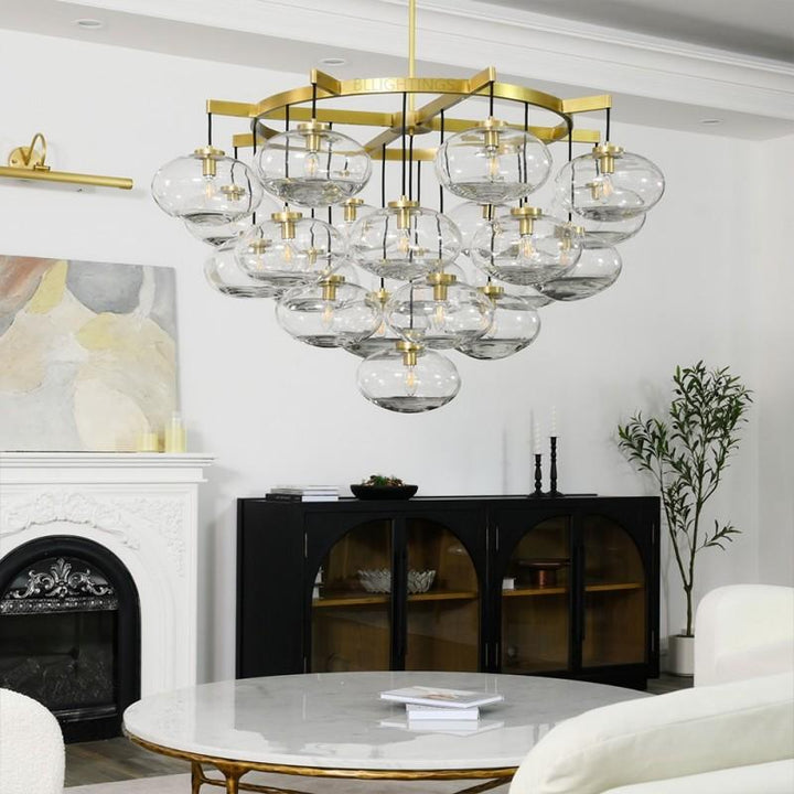 Cabrette Clear Glass Round Chandelier 48”