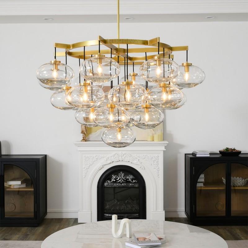 Cabrette Clear Glass Round Chandelier 48”