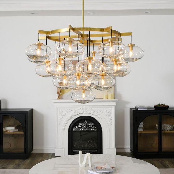 Cabrette Clear Glass Round Chandelier 48”