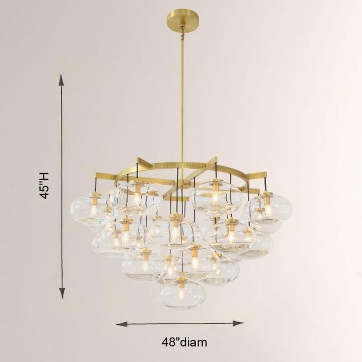 Cabrette Clear Glass Round Chandelier 48”